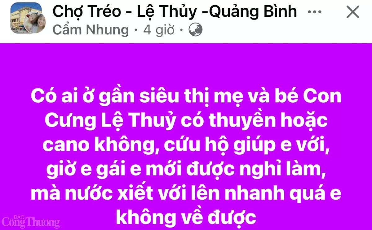 Quảng Bình: Lên mạng xã hội kêu cứu trong đêm vì nước lũ lên cao