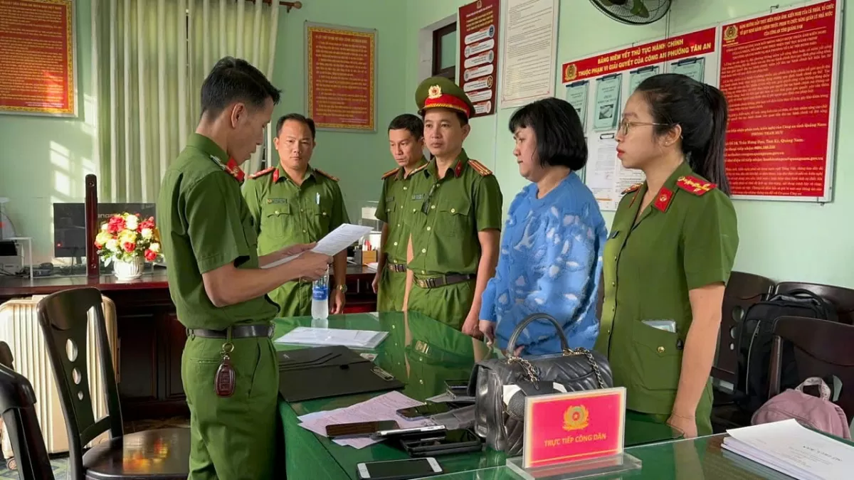 Khởi tố, bắt giam Hoàng Thị Kim Châu, nguyên Tổng giám đốc Công ty Bách Đạt An. Ảnh: Công an Quảng Nam