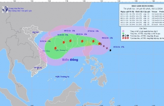 Bão Yinxing di chuyển nhanh, giật cấp 17 hướng vào Biển Đông