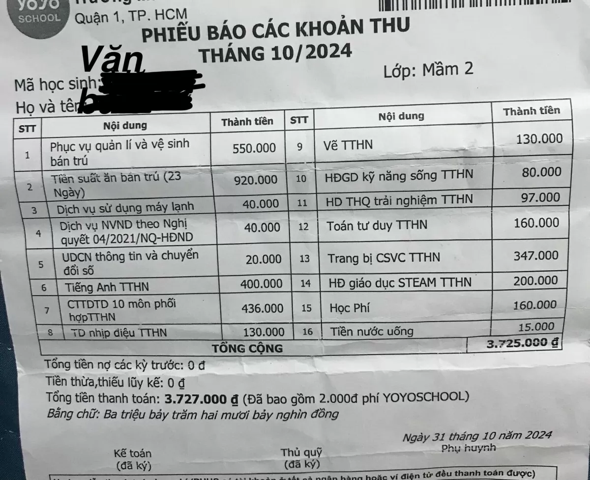 tp ho chi minh phu huynh buc xuc vi phai thanh toan hoc phi qua app cua ben thu ba