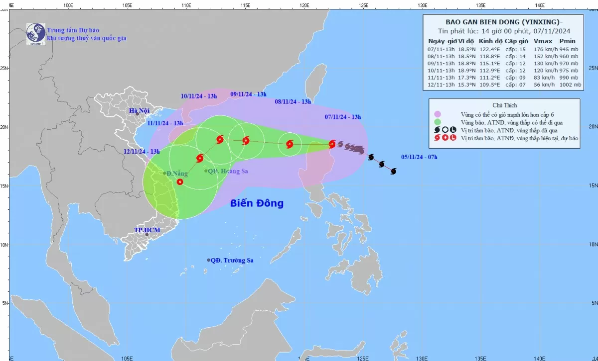 Công điện của Thủ tướng yêu cầu chủ động ứng phó bão Yinxing