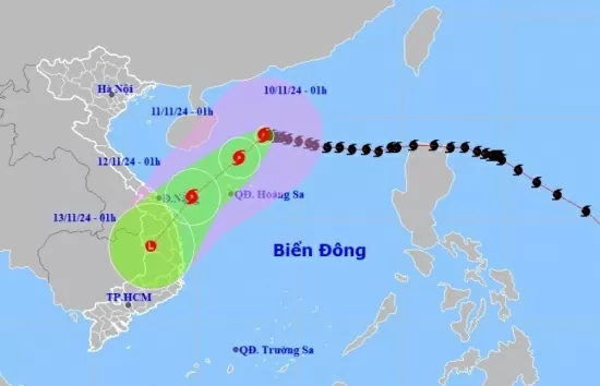 Bão số 7 đang ở cường độ mạnh nhất, giật trên cấp 17, cách quần đảo Hoàng Sa khoảng 340km