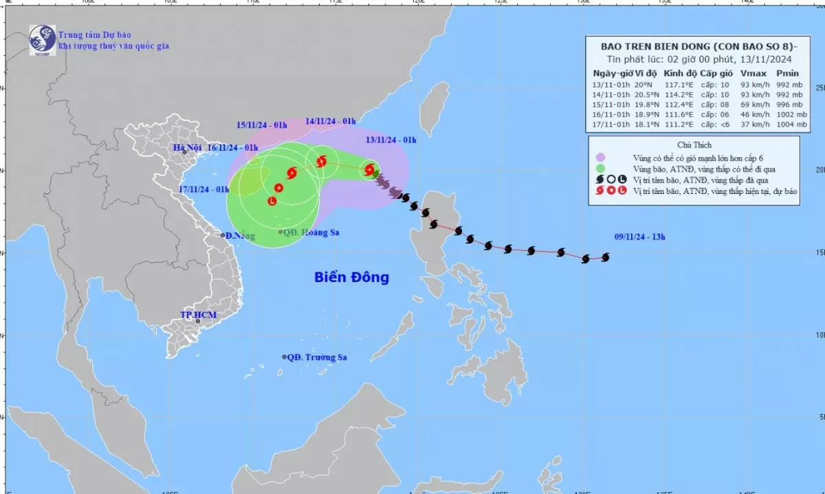 Tin mới nhất hôm nay 13/11: Bão số 8 giật cấp 12 gây mưa bão lớn, biển động rất mạnh
