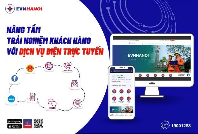 Nâng tầm trải nghiệm khách hàng với dịch vụ điện trực tuyến của EVNHANOI. Ảnh: EVNHANOI