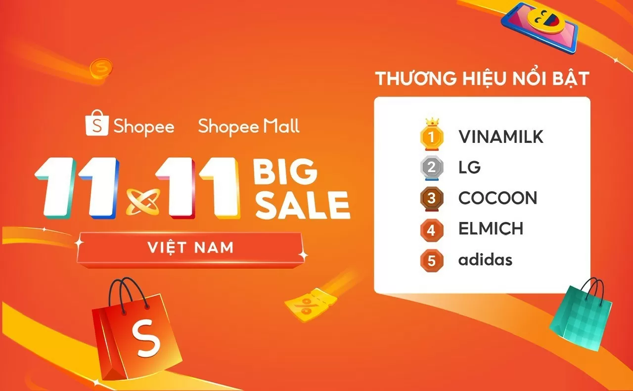 Vinamilk và Cocoon là hai cái tên thuộc top 5 thương hiệu nổi bật tại 11.11 Sale Khủng Nhất Năm