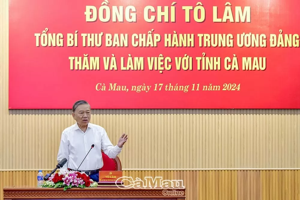 Tổng Bí thư Tô Lâm thăm và làm việc với tỉnh Cà Mau