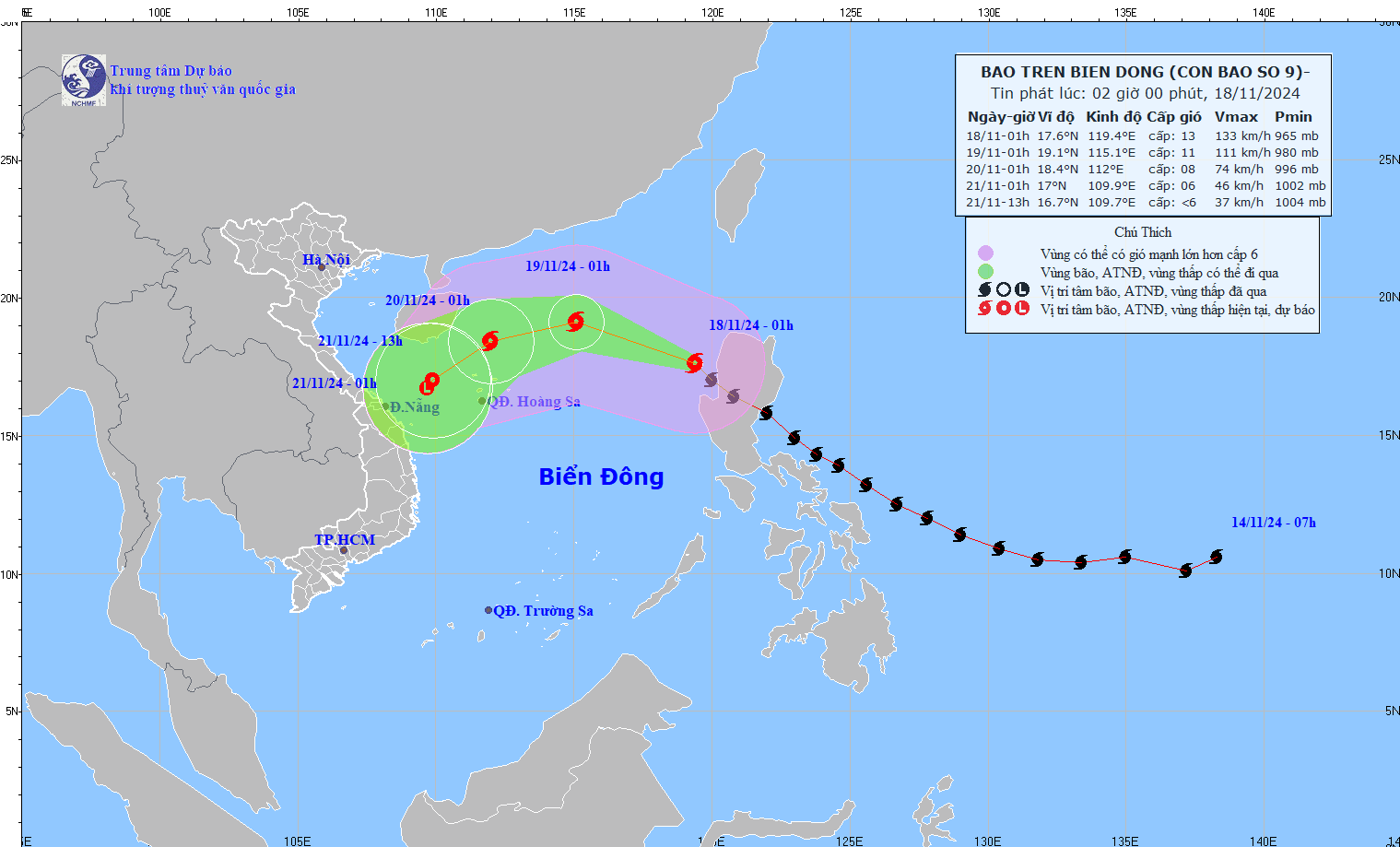 Tin bão số 9 - siêu bão Man-yi trên Biển Đông