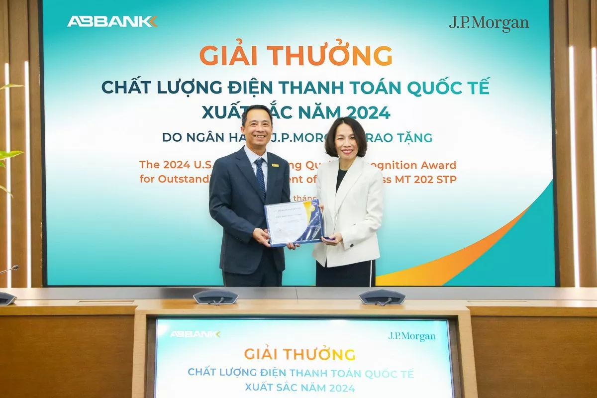 ABBANK nhận giải “Chất lượng điện Thanh toán quốc tế xuất sắc 2024” từ JP Morgan