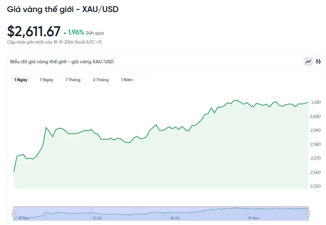 Giá vàng hôm nay 19/11/2024: