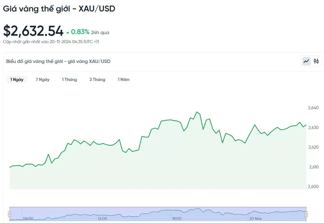 Giá vàng hôm nay 20/11/2024: