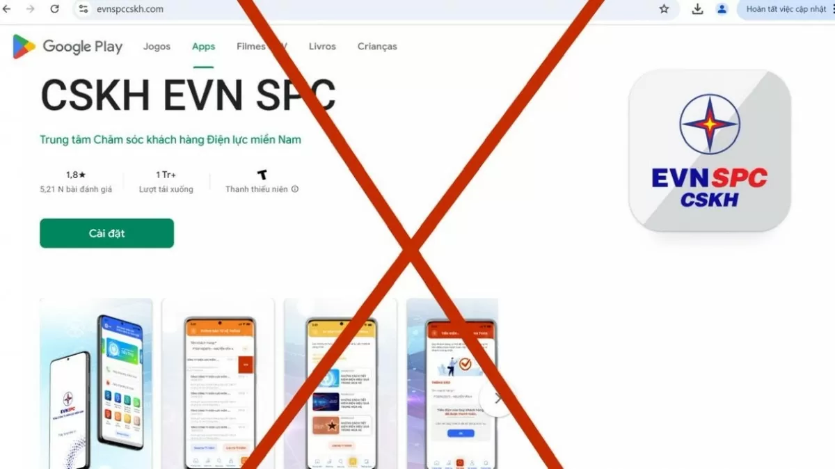 Cảnh giác với “thủ đoạn mới” giả mạo ứng dụng CSKH EVNSPC để lừa đảo khách hàng sử dụng điện