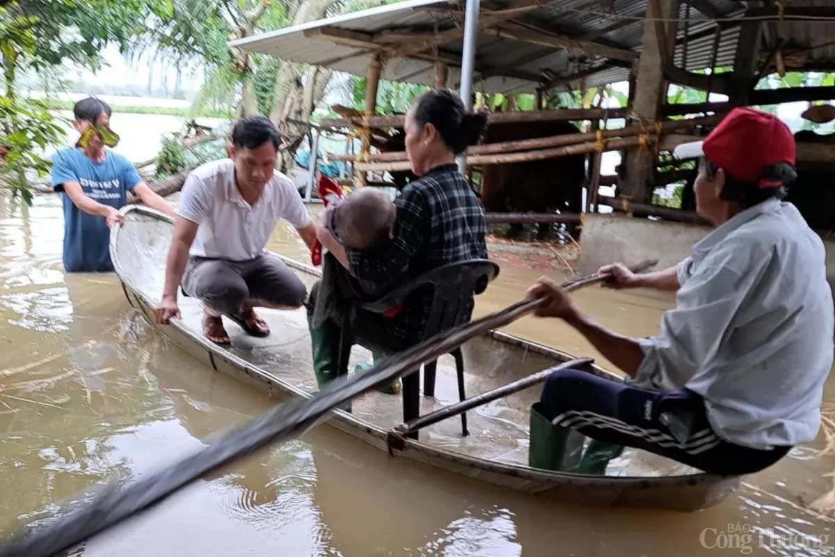 Hỗ trợ sơ tán người già đến nơi an toàn. 