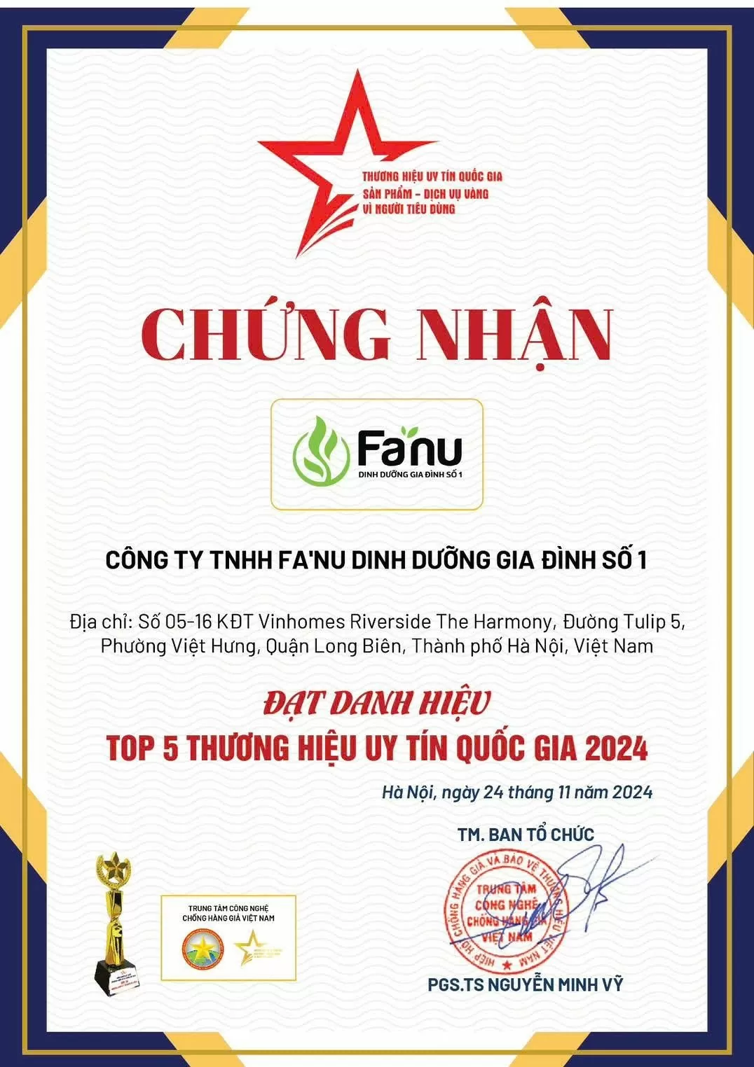 FA’NU khẳng định mình trên thị trường dinh dưỡng: Top 5 thương hiệu uy tín quốc gia 2024