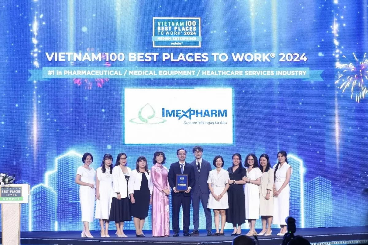 Imexpharm được vinh danh Top 1 môi trường làm việc tốt nhất ngành dược 2024