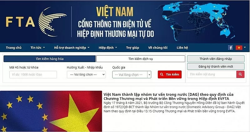 Cổng thông tin điện tử về hiệp định thương mại tự do