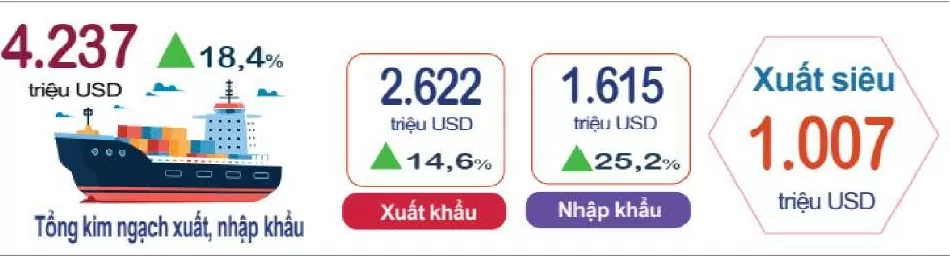 xuất siêu Nam Định 11 tháng