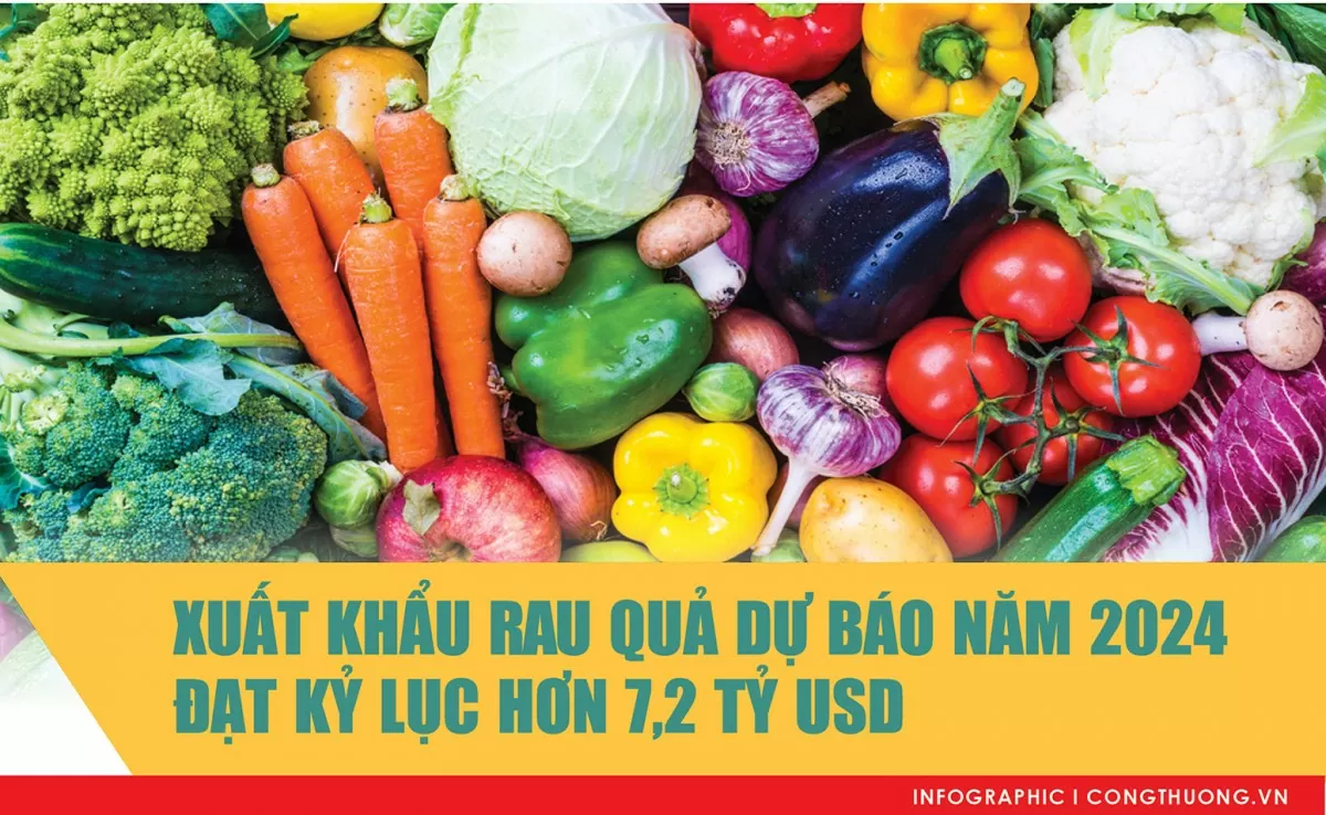 Infographic | Xuất khẩu rau quả dự báo năm 2024 đạt kỷ lục hơn 7,2 tỷ USD