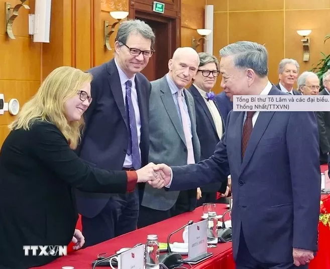 Tổng Bí thư Tô Lâm và các đại biểu. (Ảnh: Thống Nhất/TTXVN)