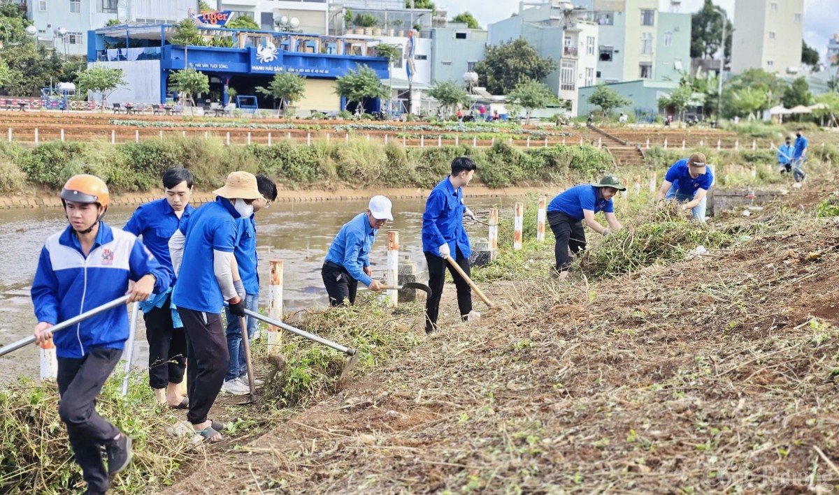 Bộ đội, thanh niên Gia Lai hối hả dọn dẹp vệ sinh, làm đẹp môi trường đón Tết Ất Tỵ 2025