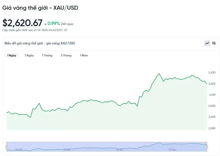 Giá vàng hôm nay 21/12/2024: