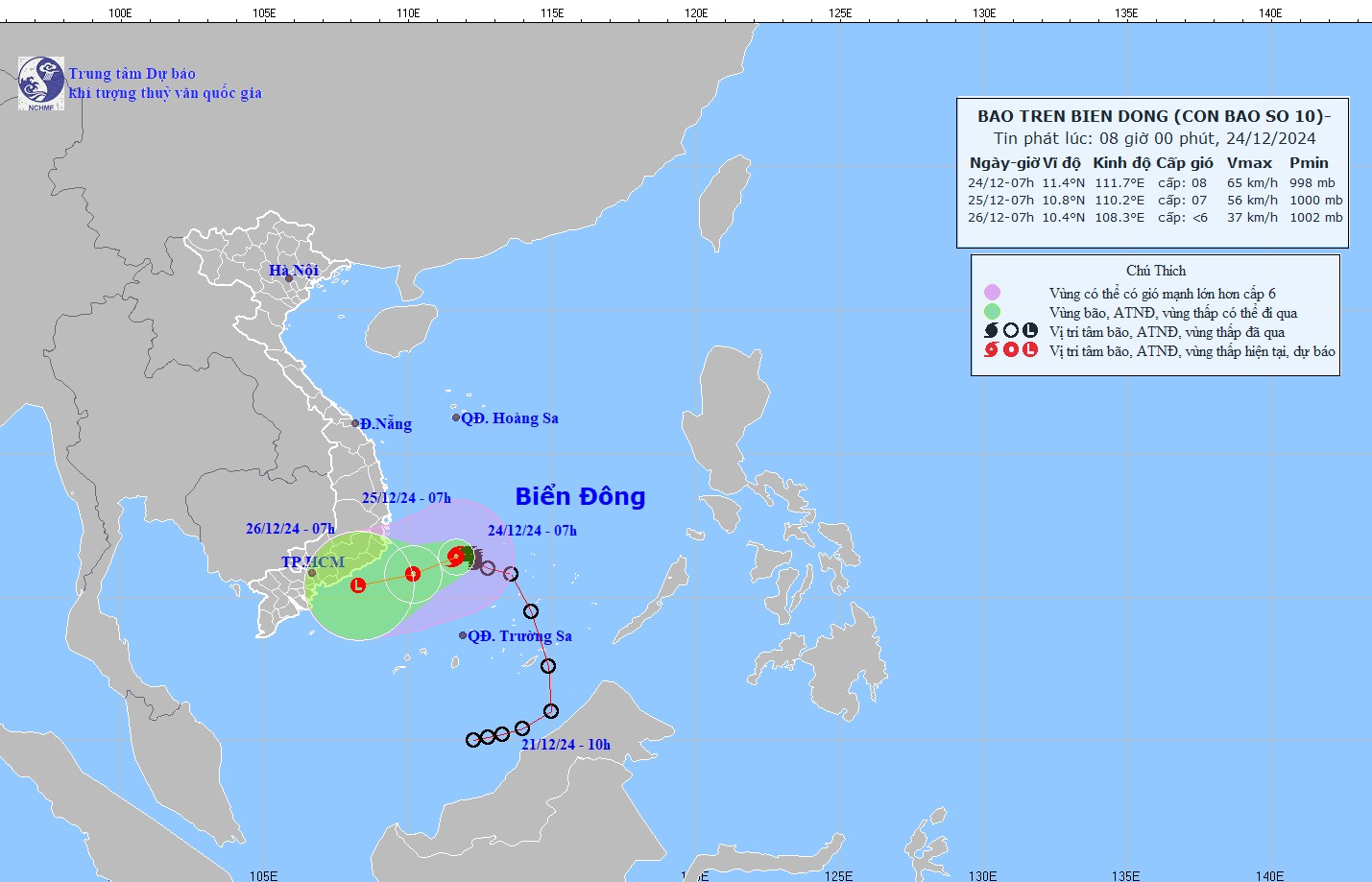 du bao duong di cua bao so 10 sau suy yeu thanh ap thap nhiet doi