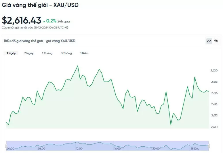 Giá vàng hôm nay 25/12/2024: