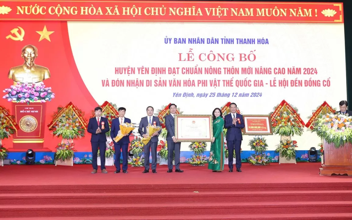 Huyện Yên Định (Thanh Hóa) đón nhận huyện đạt chuẩn nông thôn mới nâng cao năm 2024