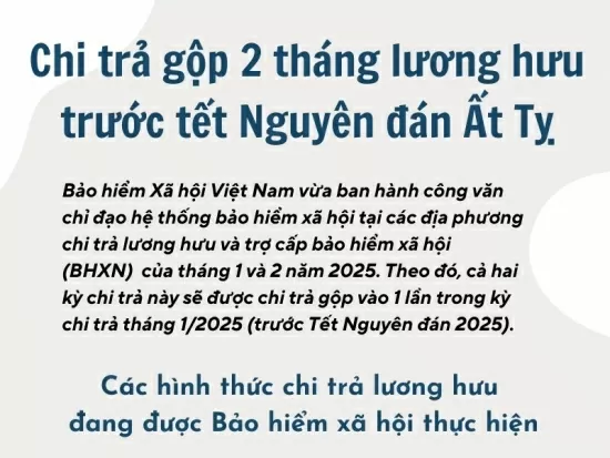 Chi trả 2 tháng lương hưu trước tết Nguyên đán Ất Tỵ