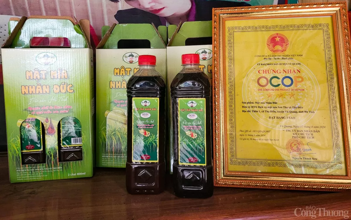 Mật mía Thọ Điền chất lượng thơm ngon, được chứng nhận sản phẩm OCOP 3 sao.