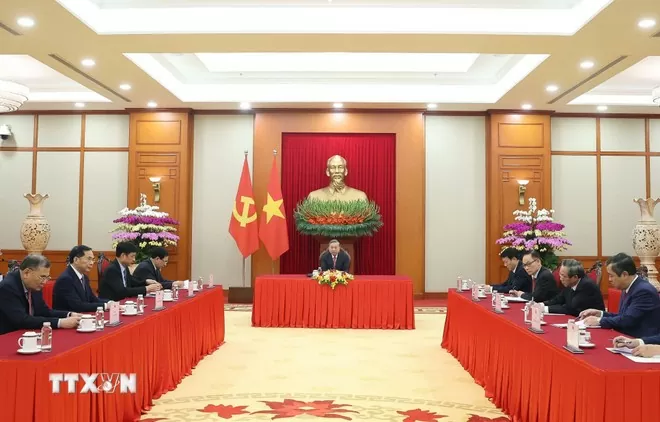 Tổng Bí thư Tô Lâm điện đàm với Tổng Bí thư, Chủ tịch nước Trung Quốc Tập Cận Bình. Ảnh: TTXVN