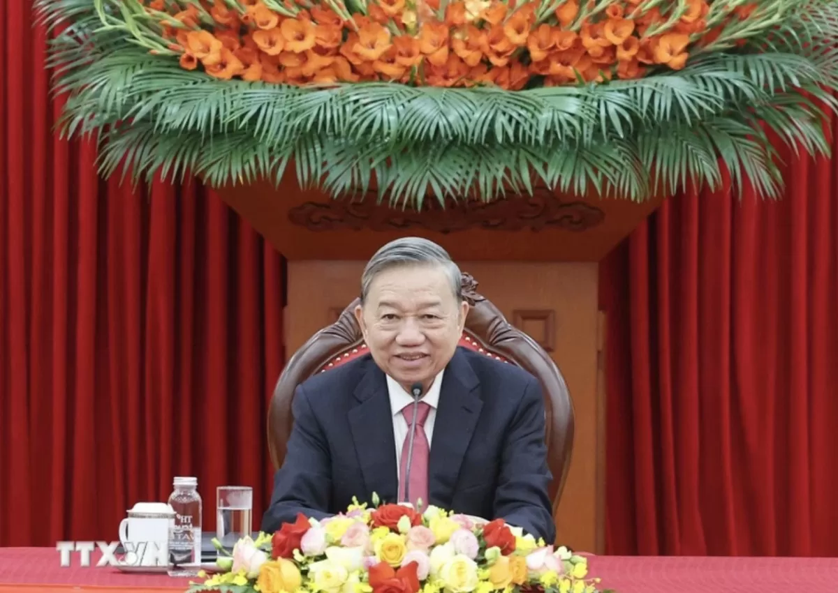 Tổng Bí thư Tô Lâm điện đàm với Tổng Bí thư, Chủ tịch nước Trung Quốc Tập Cận Bình. Ảnh: TTXVN