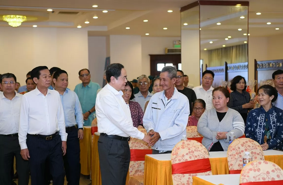 Chủ tịch Quốc hội Trần Thanh Mẫn gặp mặt nhân dân phường Tân An, quận Ninh Kiều, thành phố Cần Thơ. Ảnh: Lâm Hiển