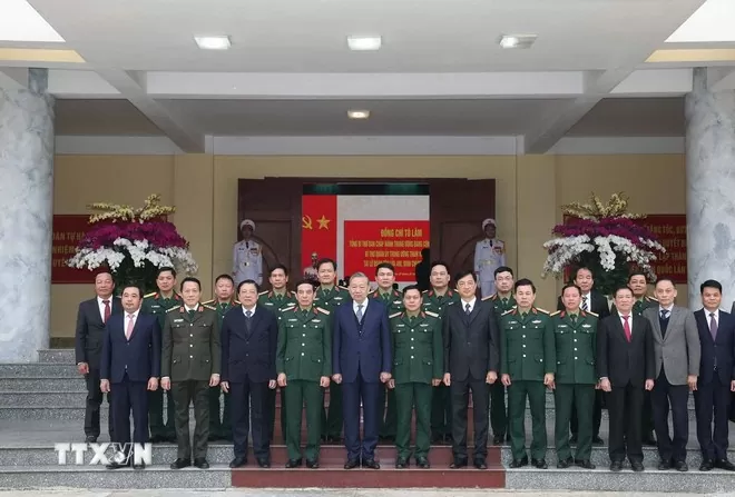 Tổng Bí thư Tô Lâm với các đại biểu. (Ảnh: Thống Nhất/TTXVN)