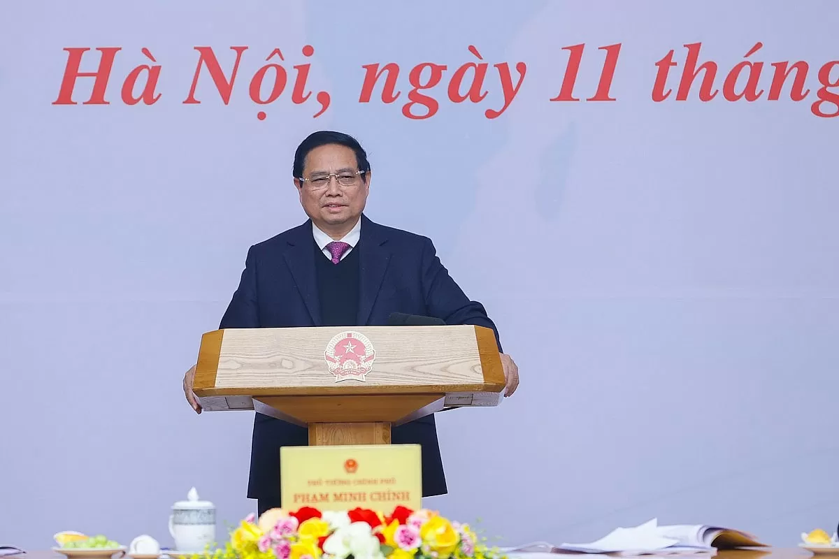 Thủ tướng đề nghị các đại biểu đề xuất, hiến kế các giải pháp với sự tham gia của hệ thống ngân hàng để làm mới các động lực tăng trưởng truyền thống và thúc đẩy các động lực tăng trưởng mới. Ảnh: VGP/Nhật Bắc