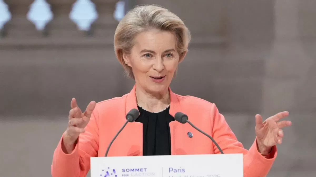 Chủ tịch Ủy ban Châu Âu, bà Ursula von der Leyen, phát biểu tại Hội nghị Hành động AI ở Paris, Pháp, vào ngày 11/2/2025. Ảnh: Getty Images
