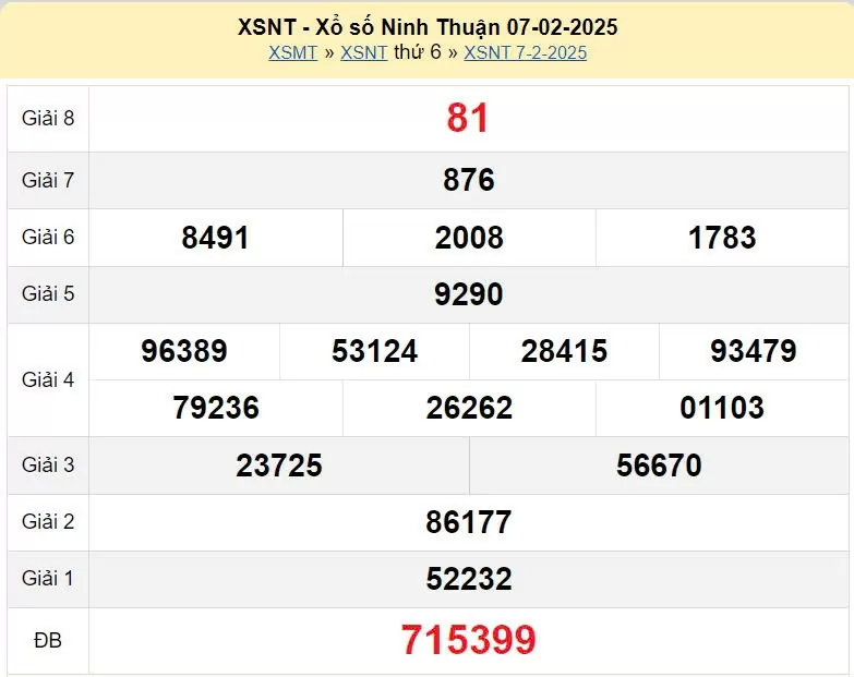 XSNT 14/2, kết quả xổ số Ninh Thuận hôm nay 14/2/2025