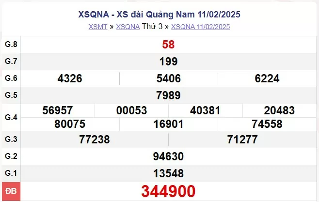 XSQNA 11/2, kết quả xổ số Quảng Nam hôm nay 11/2/2025