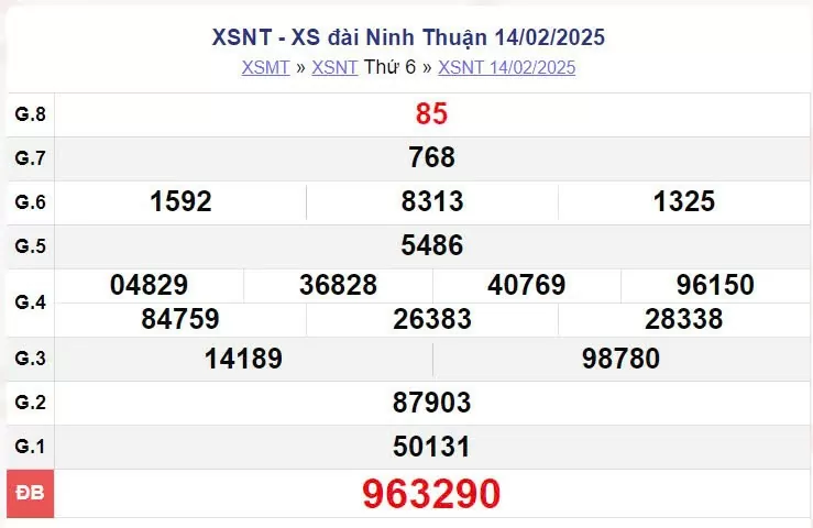 XSNT 14/2, kết quả xổ số Ninh Thuận hôm nay 14/2/2025