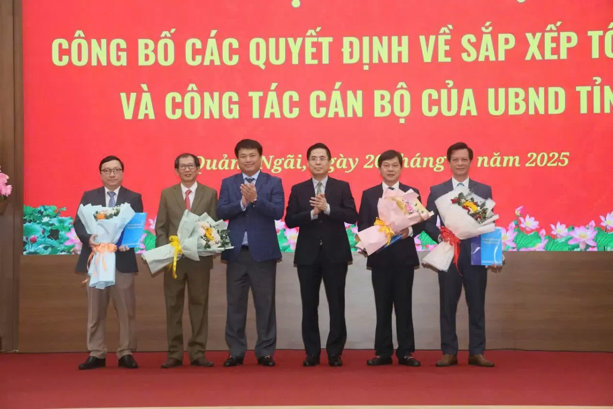 Quảng Ngãi:Công bố thành lập và bổ nhiệm lãnh đạo các Sở