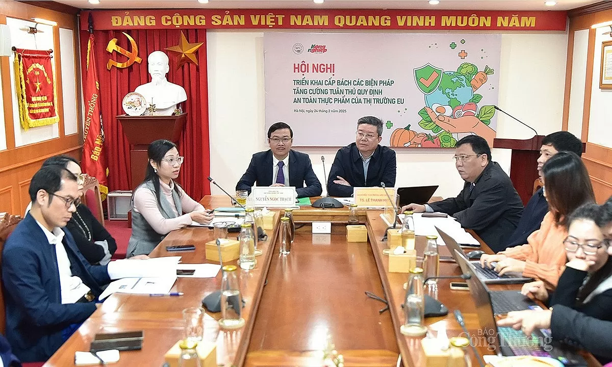 Hội nghị “Triển khai cấp bách các biện pháp tăng cường tuân thủ quy định an toàn thực phẩm của thị trường EU” Hội nghị “Triển khai cấp bách các biện pháp tăng cường tuân thủ quy định an toàn thực phẩm của thị trường EU”