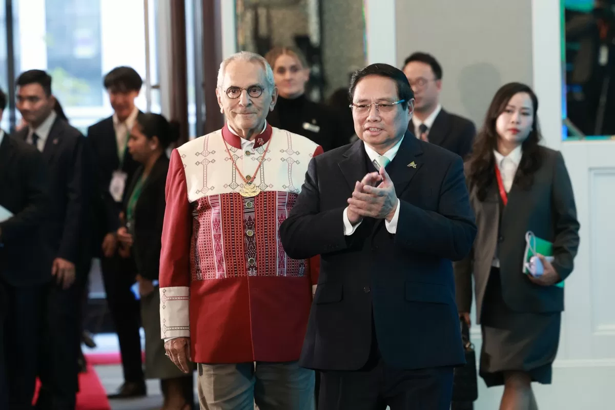 Thủ tướng Chính phủ Phạm Minh Chính và các đại biểu tham dự phiên khai mạc Diễn đàn Tương lai ASEAN (ASEAN Future Forum - AFF) lần thứ 2 năm 2025. Ảnh: VGP