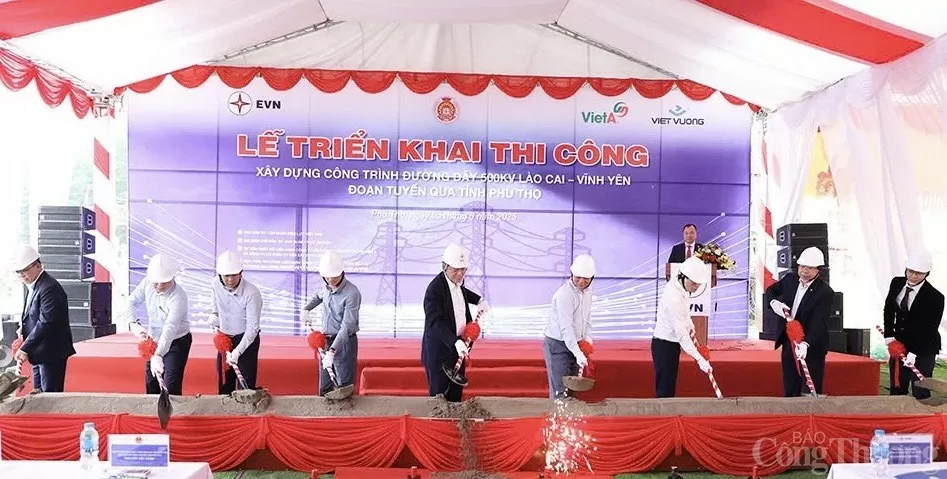 Thi công đường dây 500kV Lào Cai - Vĩnh Yên, đoạn tuyến qua tỉnh Phú Thọ
