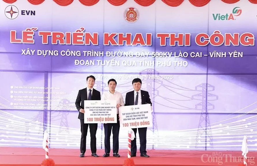 Thi công đường dây 500kV Lào Cai - Vĩnh Yên, đoạn tuyến qua tỉnh Phú Thọ