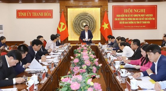 doan kiem tra cua bo chinh tri lam viec voi ban thuong vu tinh uy thanh hoa