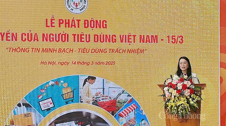 Phó Chủ tịch Ủy ban Cạnh tranh quốc gia Nguyễn Quỳnh Anh phát biểu tại Lễ phát động