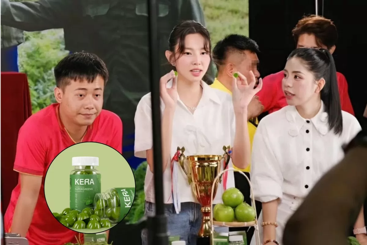 Quang Linh Vlogs, Thuỳ Tiên, Hằng Du Mục trong một quảng cáo thổi phồng công dụng của kẹo rau.