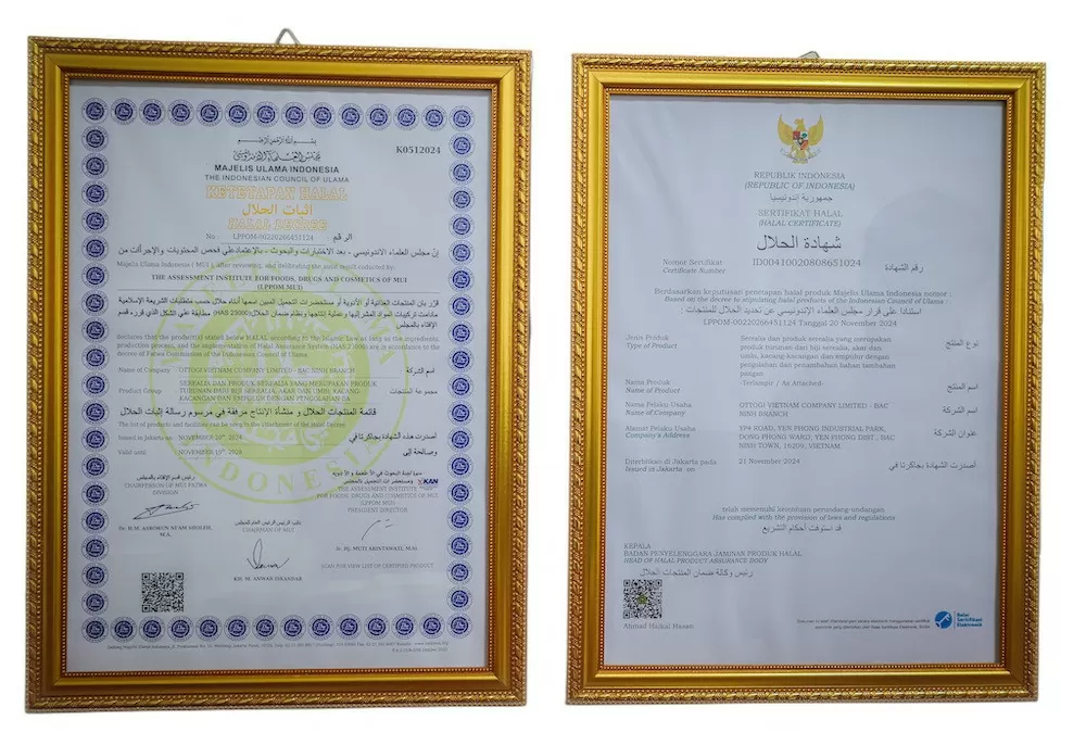 Chứng chỉ MUI Halal được cấp cho Ottogi Việt Nam