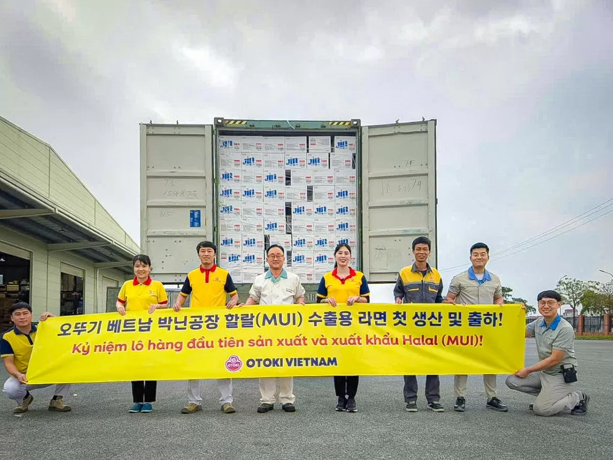 Lô hàng đầu tiên đạt chuẩn tiêu chuẩn MUI Halal được xuất khẩu. Ảnh: Ottogi Việt Nam