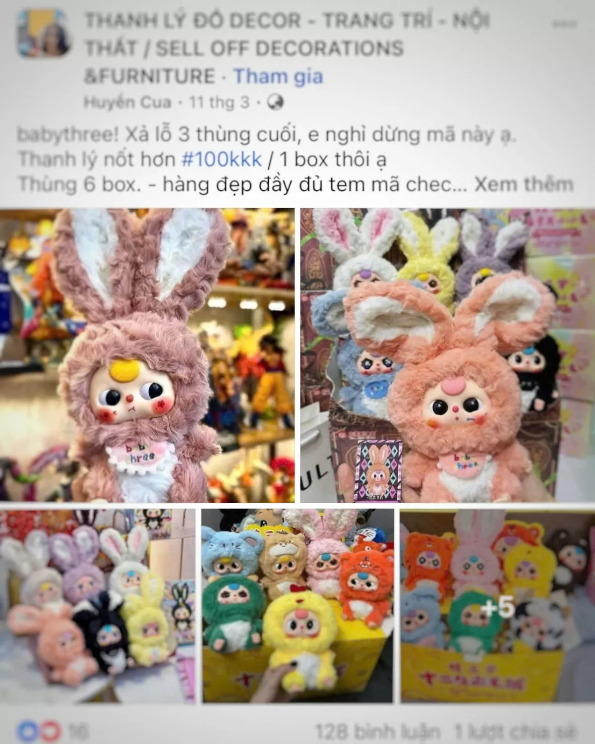 Các hội nhóm online tràn ngập bài đăng thanh lý, ‘xả lỗ’ Baby Three. Ảnh chụp màn hình