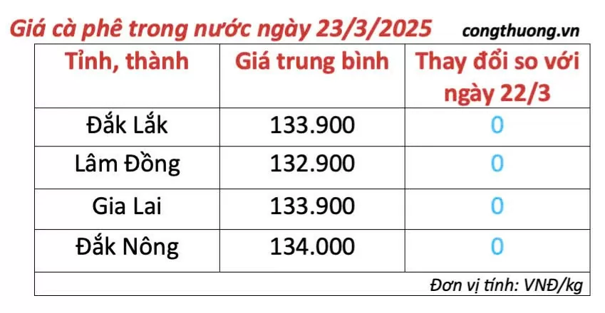 Dự báo giá cà phê ngày mai 24/3/2025 trị trường đi ngang